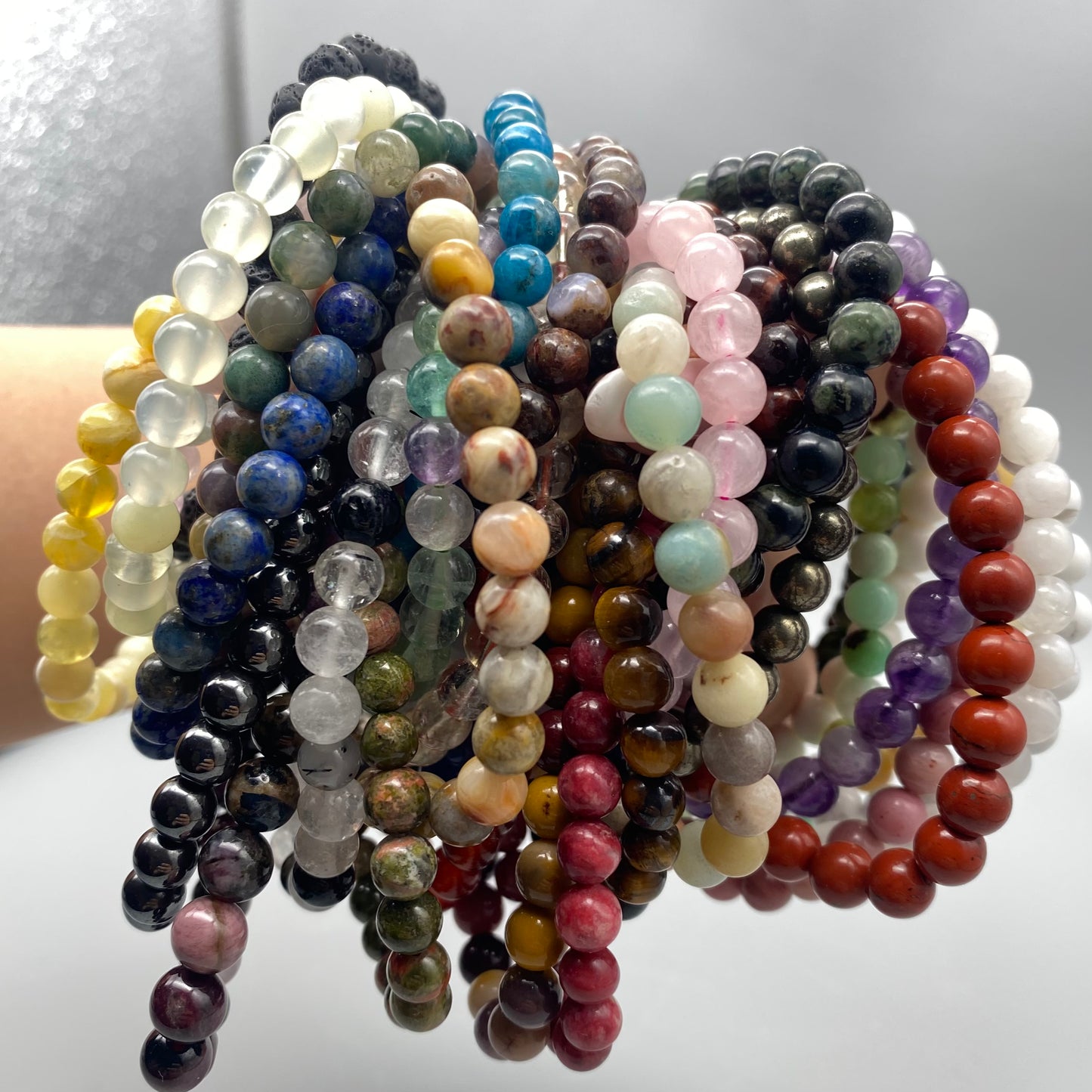 Bracciali a sfera in pietra naturale da 6 mm