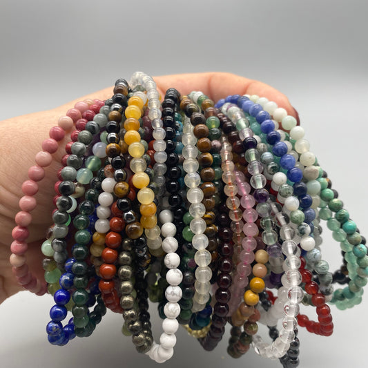 Bracciali a sfera in pietra naturale da 4 mm