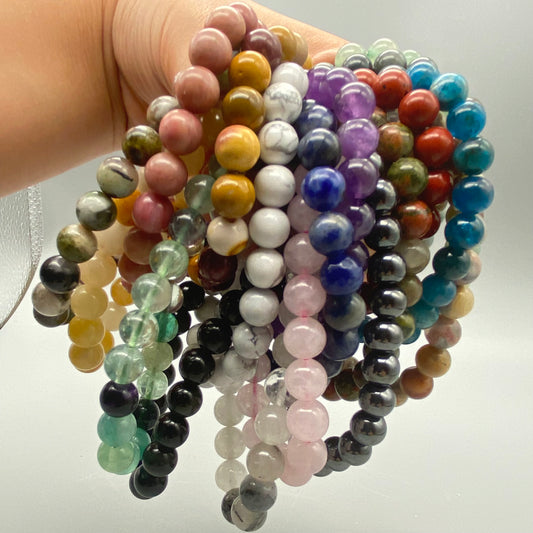 Bracciali a sfera in pietra naturale da 8 mm